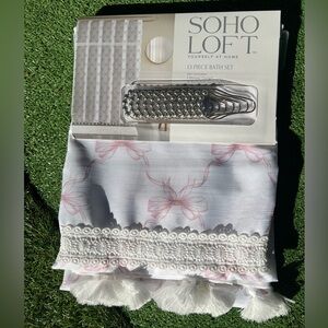 Pink Bow Shower Curtain Set
